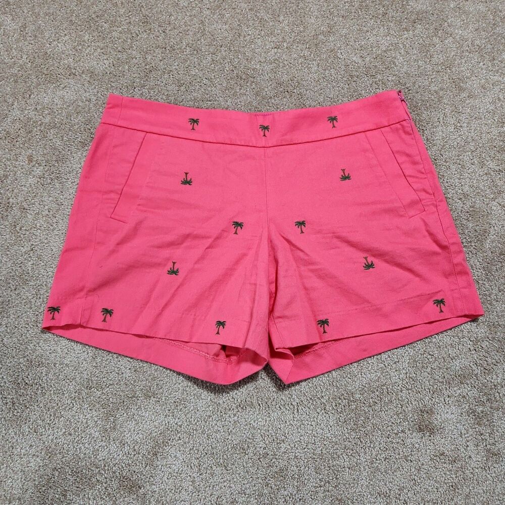J.Crew Women 8 Chino Shorts City Fit Pink Palmetto Tree Print 5” Inseam